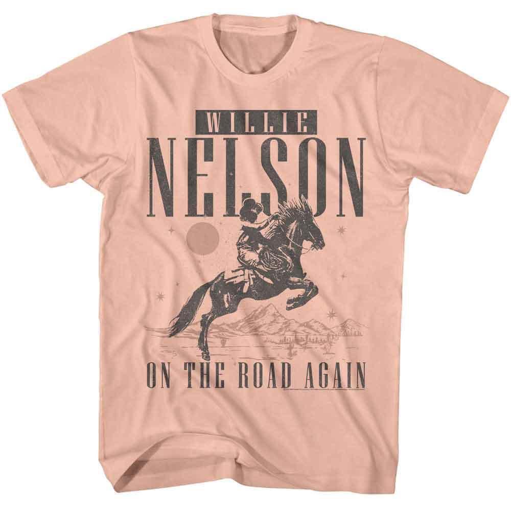 Willie Nelson On The Road Again Cowboy Peach T Shirt